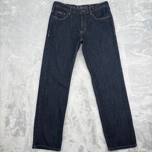 Calvin Klein Jeans Straight Men 34x32 (Fits 34x31.5) Dark Wash Blue Classic Y2K
